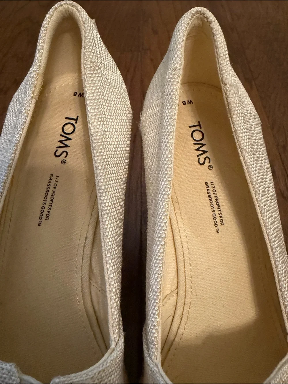 TOMS Michelle Natural Canvas Espadrille Open Toe Wedge Sandals Size 8 - Picture 9 of 15